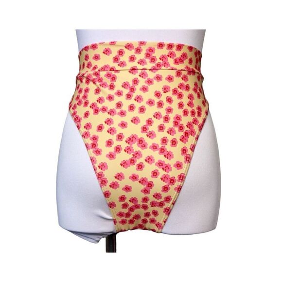 Xhilaration Pink Yellow Floral 2pc Bikini Cheeky Bottom Swimsuit sz MEDIUM - Picture 8 of 12